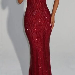 Glamorous Red Sequin Maxi Dress